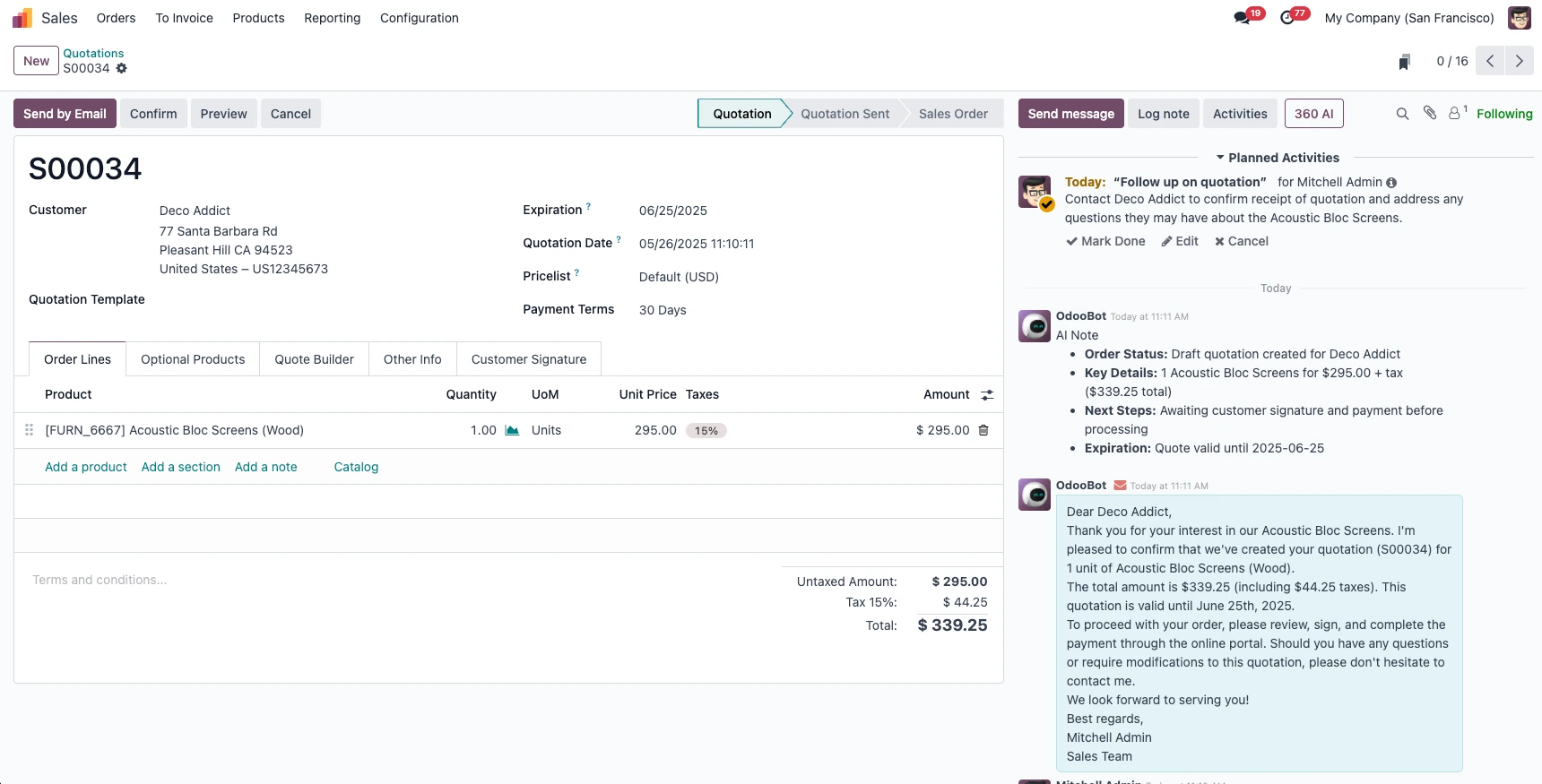 360 Odoo AI Demo